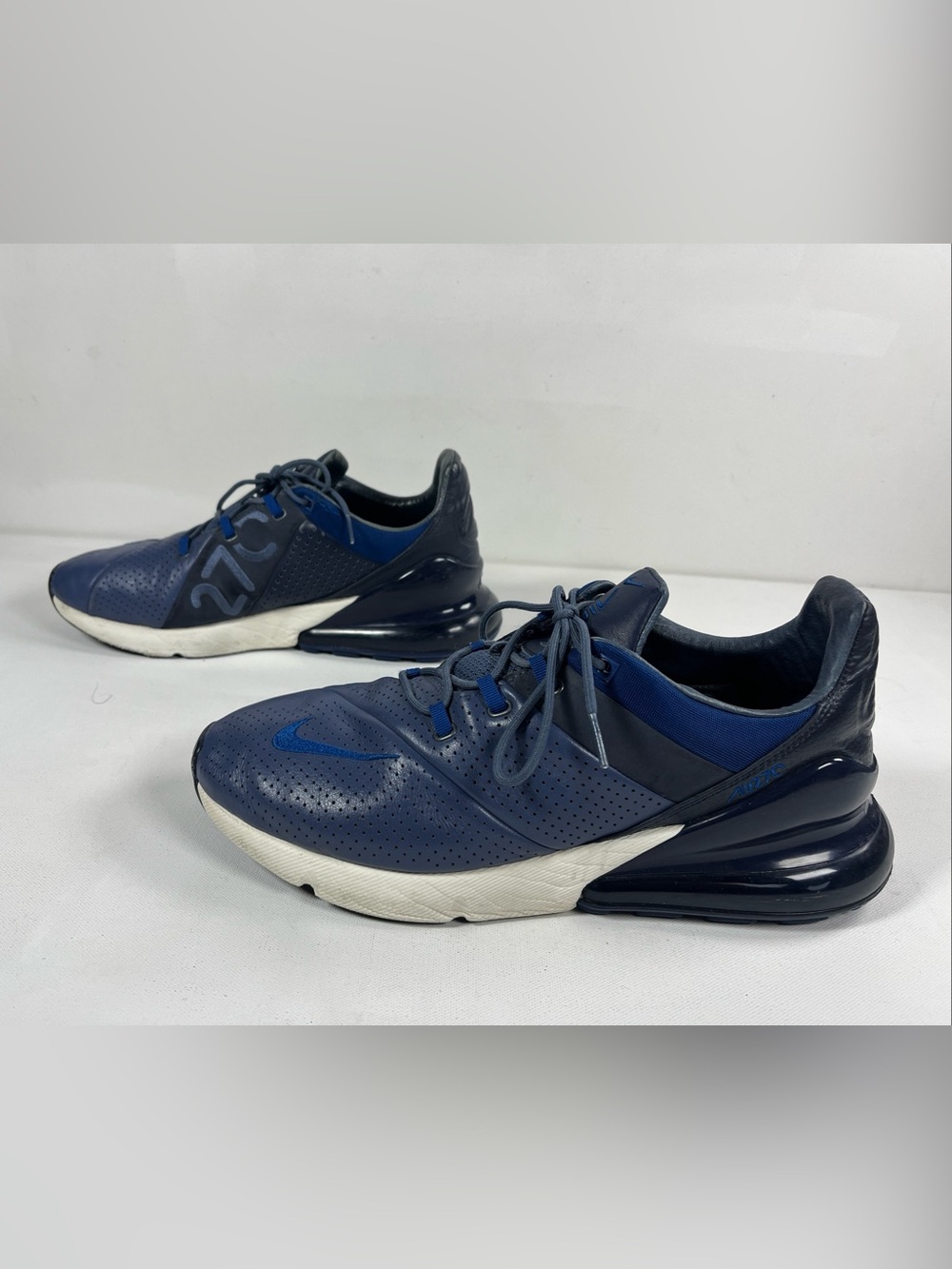 Nike Air Max 270 Premium Diffused Blue Leather Athletic Sneakers Mens 11.5